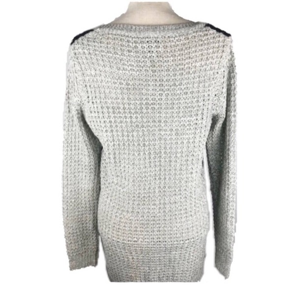 Rue21 Cable Knit Colorblock Sweater Multi Color V Neck Size L Long High Low - Picture 3 of 7